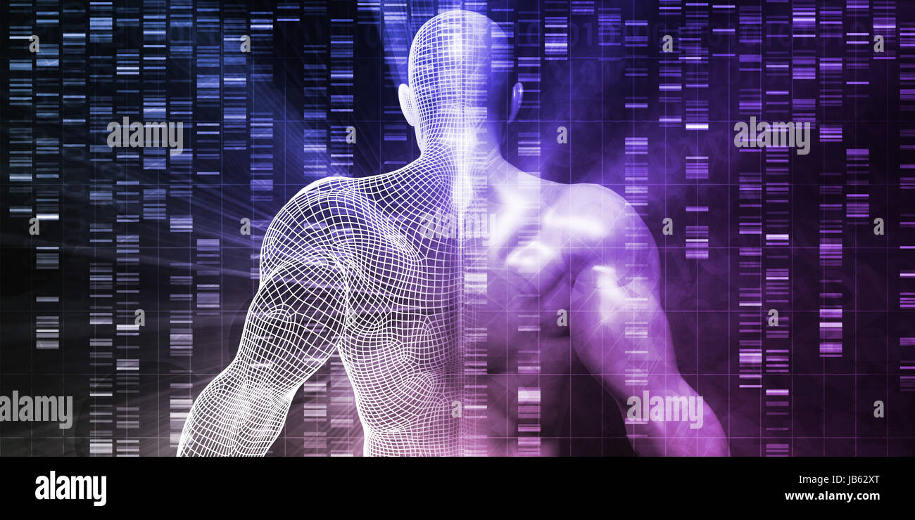 La ricerca scientifica con DNA sequenza genetica concetto Foto Stock