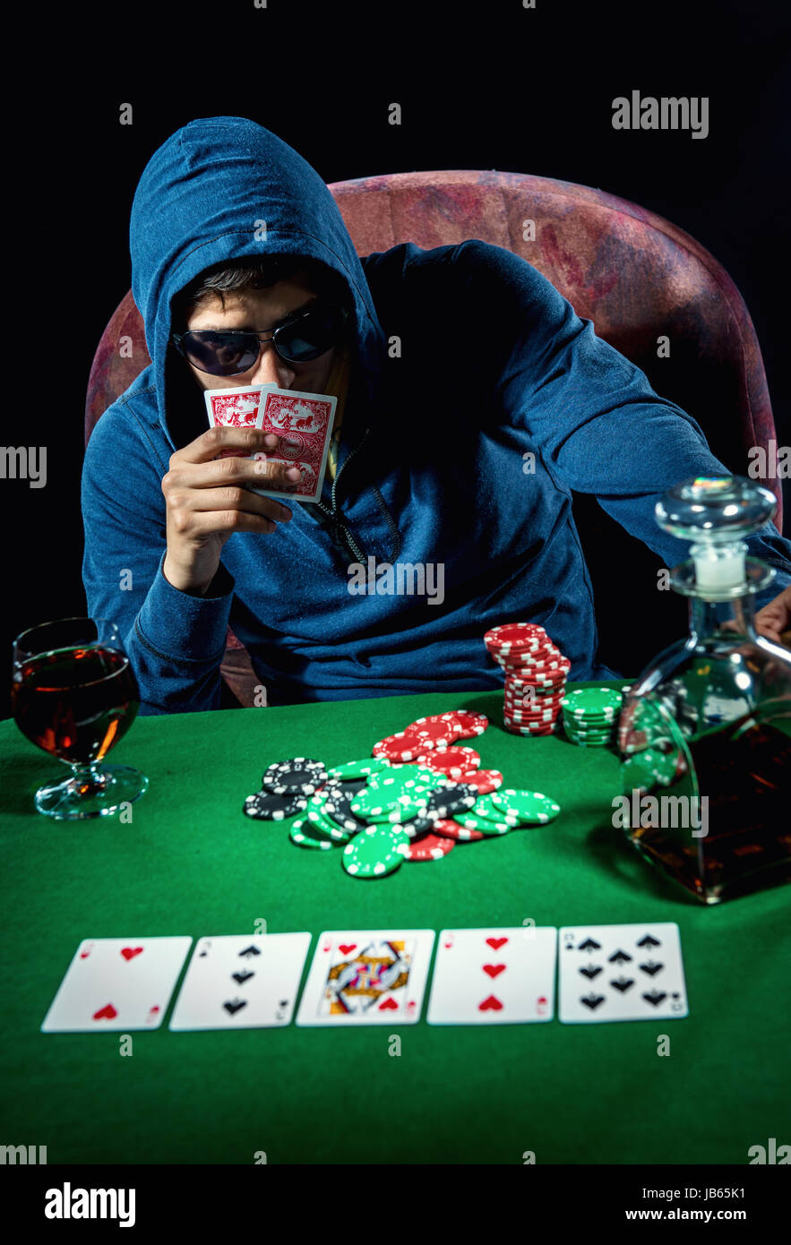 Giocatore di poker Foto Stock