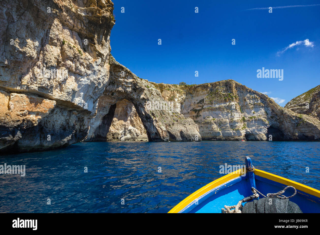 Scogliere in grotta blu area in Malta, l'Europa. Foto Stock