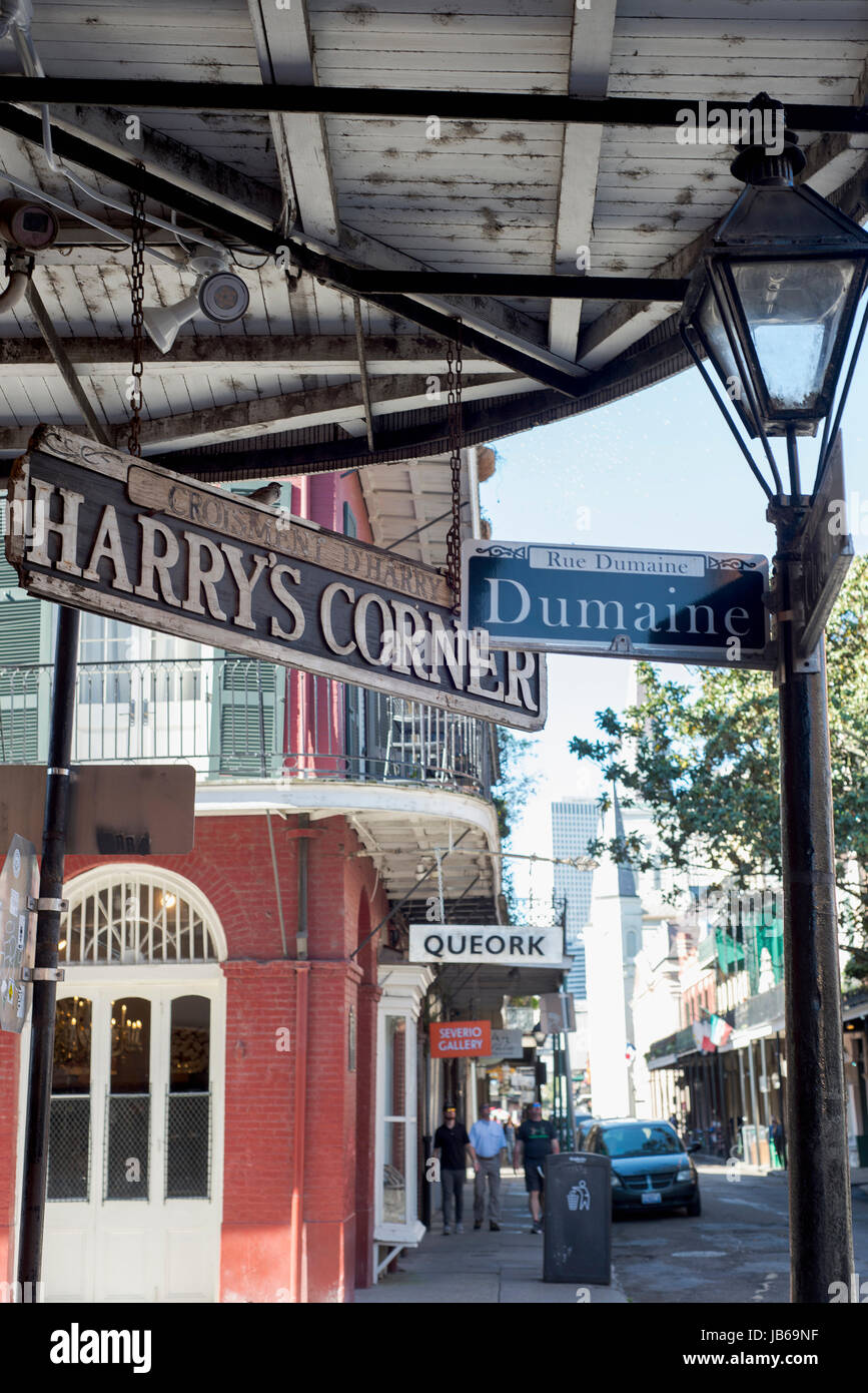 Scena di strada di New Orleans French Quarter, Louisiana. Foto Stock