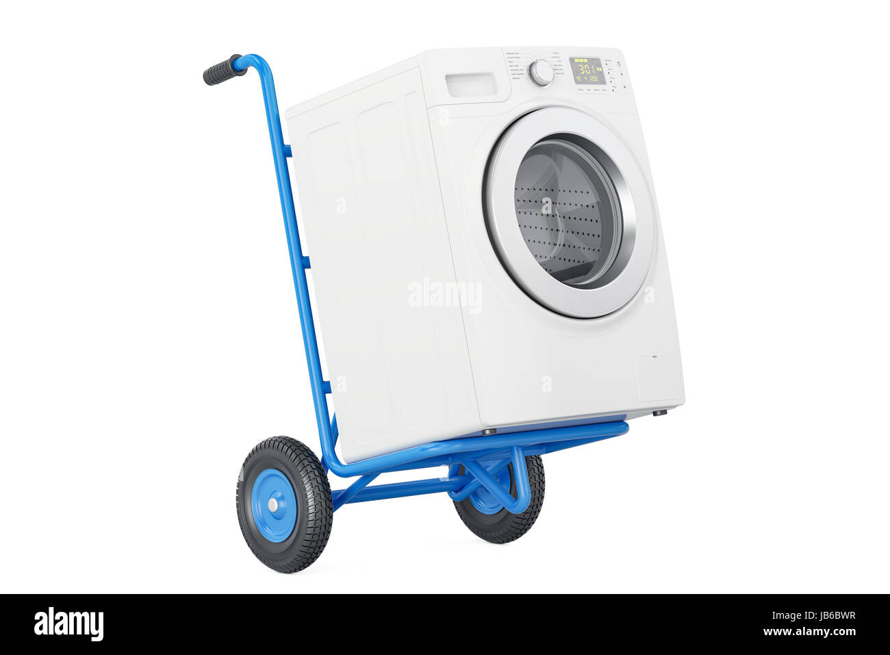 Apparecchio di consegna. Carrello di servizio con lavatrice, rendering 3D  Foto stock - Alamy