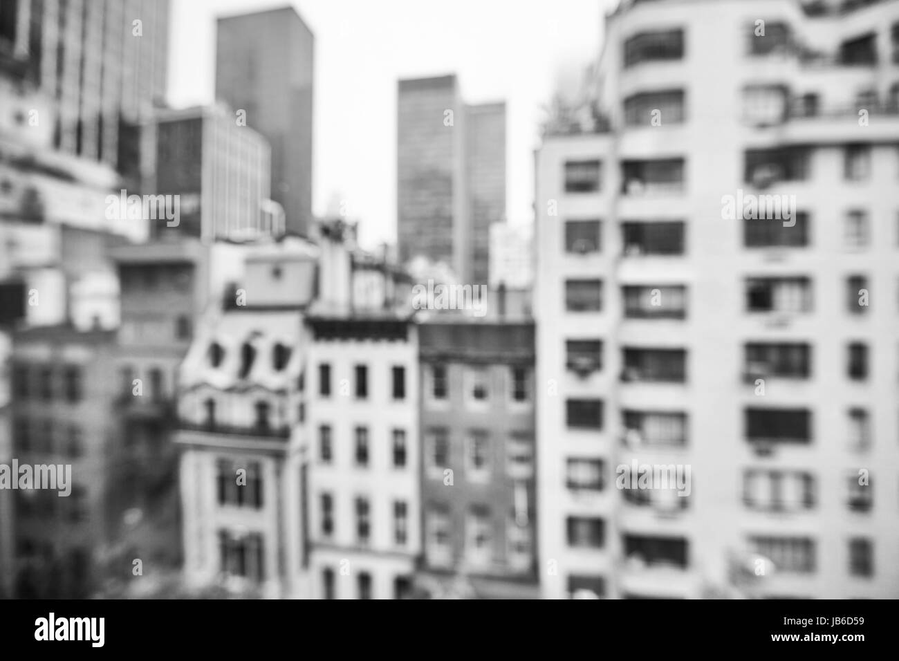 Sfocata foto in bianco e nero di Manhattan Midtown edifici, New York City, Stati Uniti d'America. Foto Stock