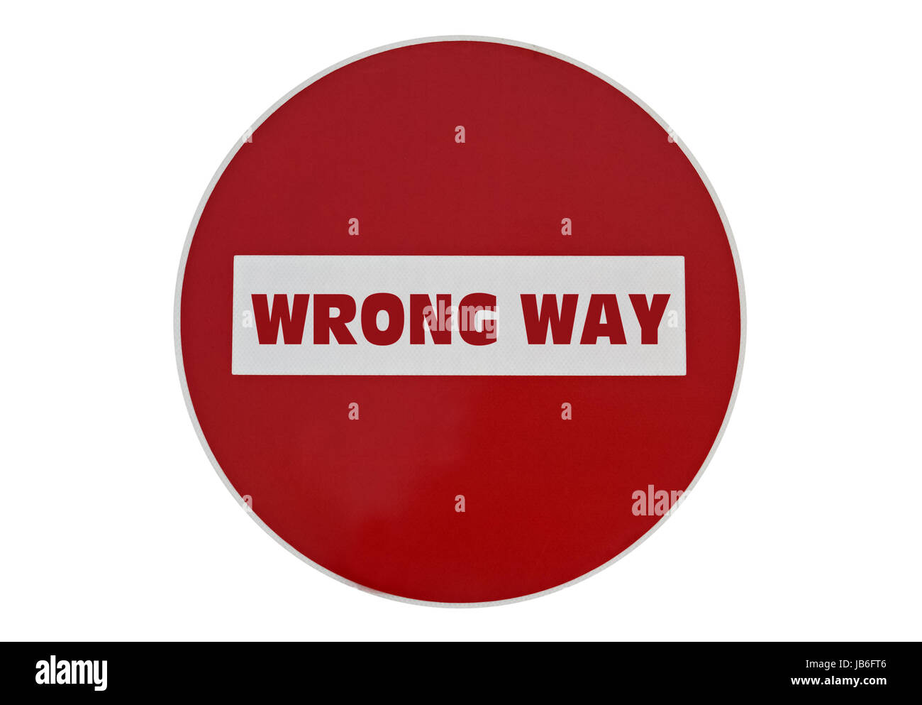 Il testo in modo errato scritto su un cartello stradale isolato su sfondo bianco Foto Stock