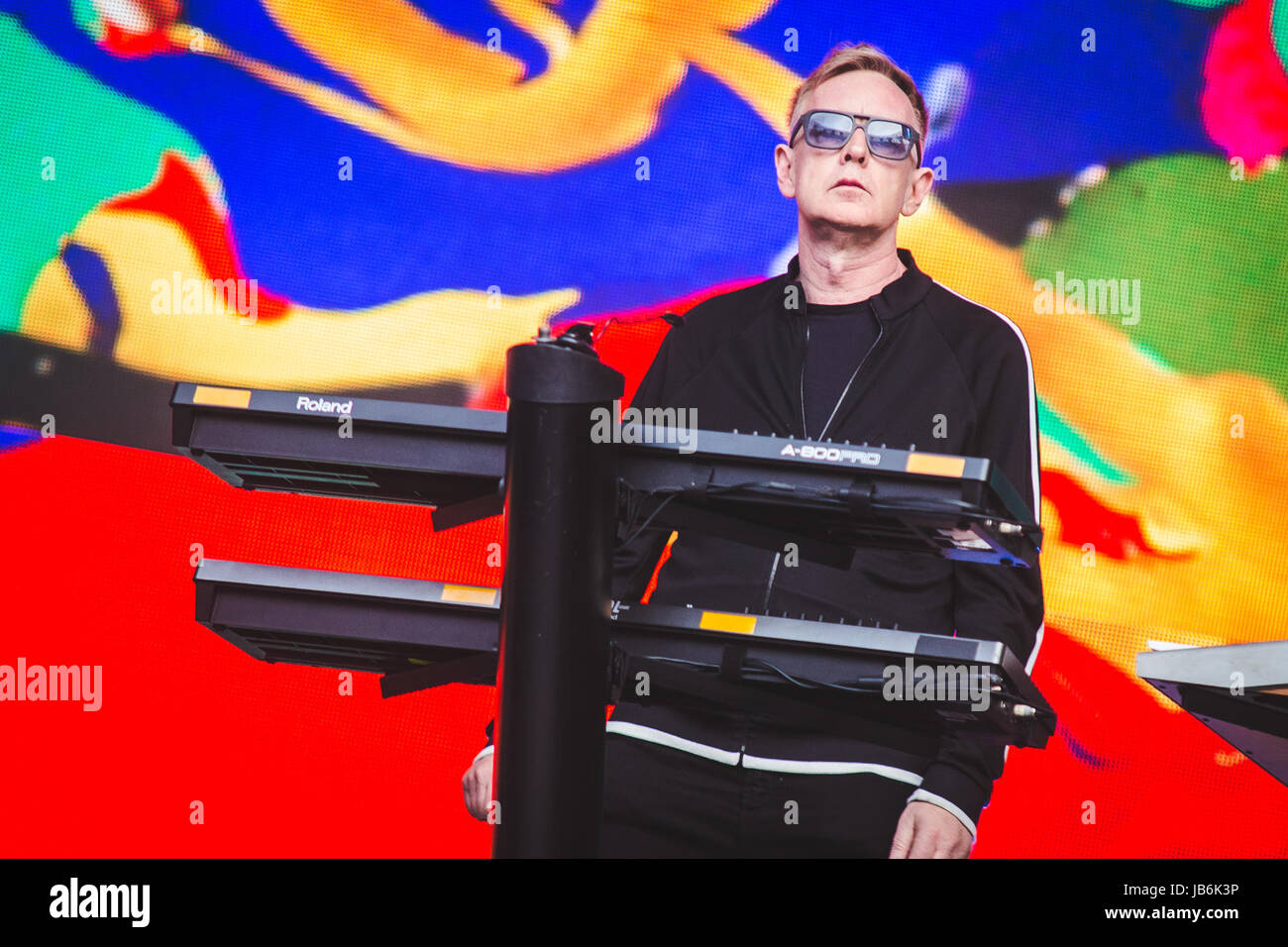 3 giugno 2017 - Dave Gahan, Martin Gore e Andy Fletcher del British elctronic Band Depeche Mode, eseguire presso il London Stadium sul solo UK Data di loro 2017 "acquavite" global tour (credito Immagine: © Myles Wright via ZUMA filo) Foto Stock