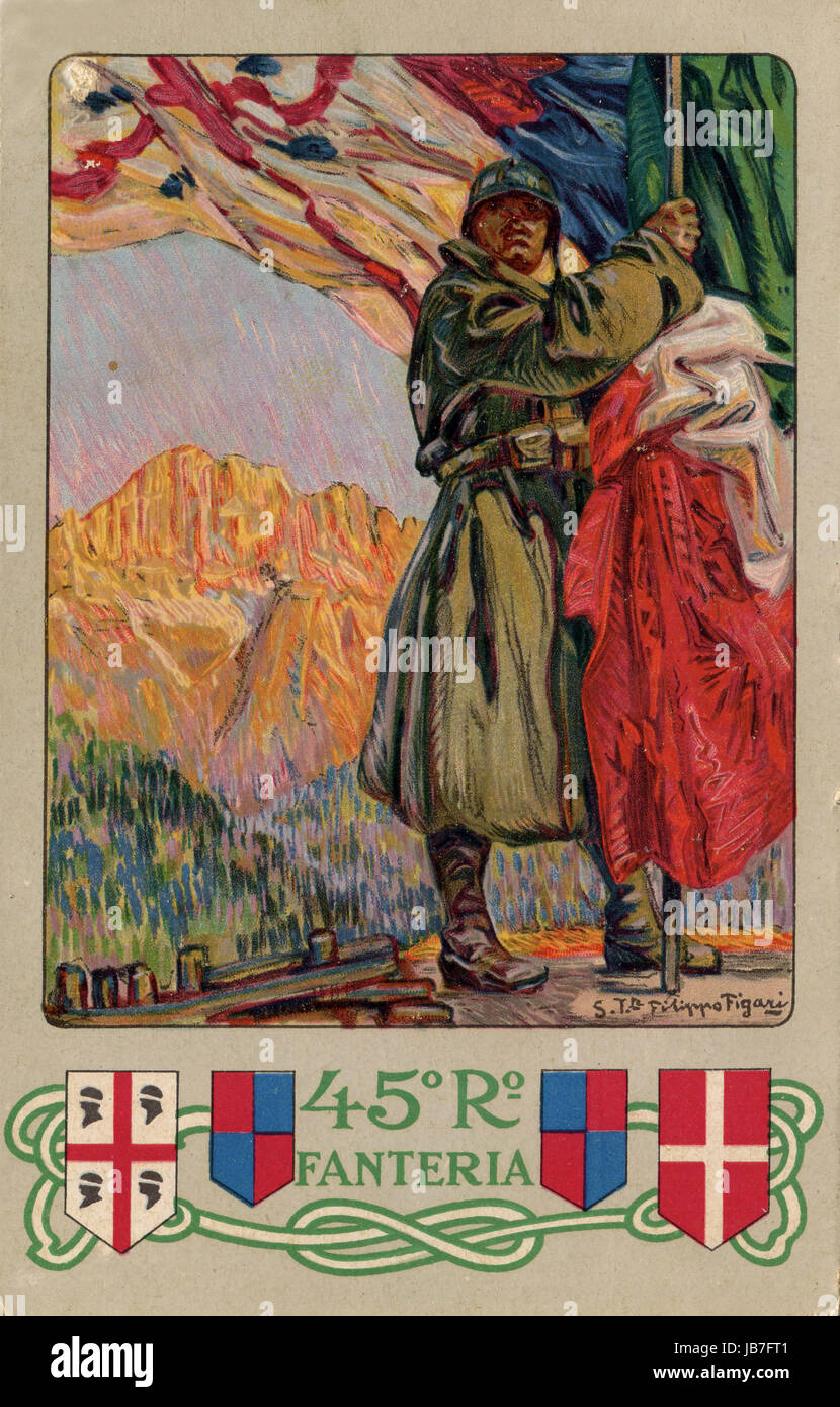Cartolina italiana commemorative della Prima Guerra Mondiale 1915-1918 Foto Stock