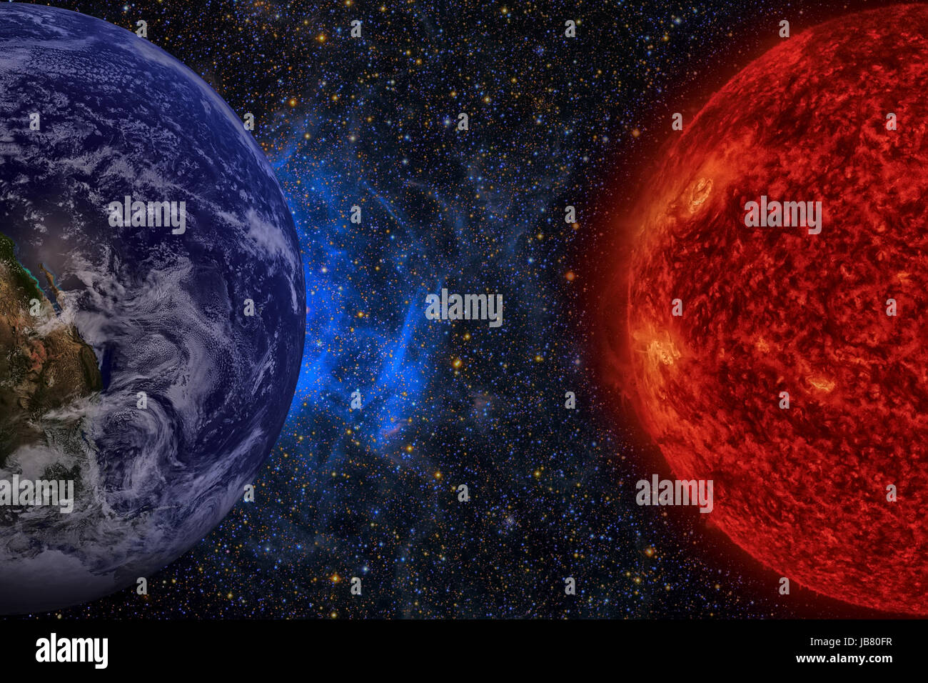 Sistema solare - il pianeta Terra. La terra è il più grande e il più denso dei pianeti interni. Ha un satellite naturale, la luna. Gli elementi di questa immagine fur Foto Stock