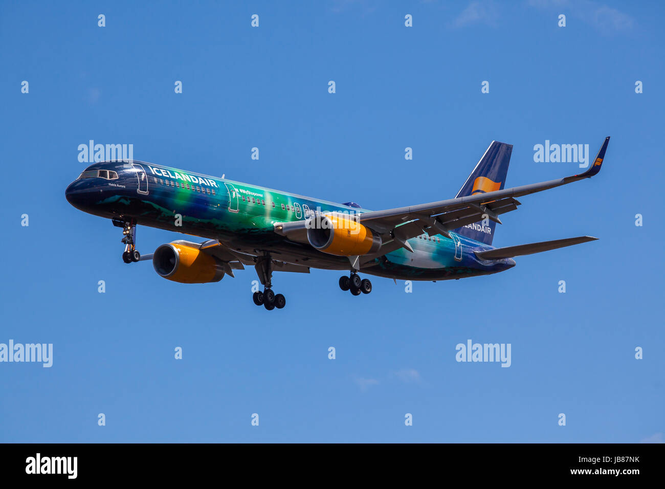 Icelandair Hekla Aurora Foto Stock