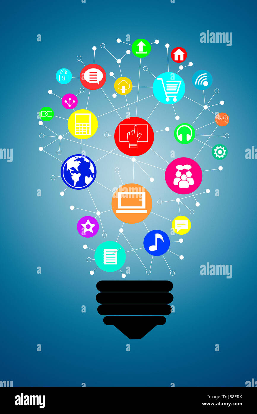 Immagine che mostra la pittura di luce elettrica; lampadina icone di variazione Foto Stock