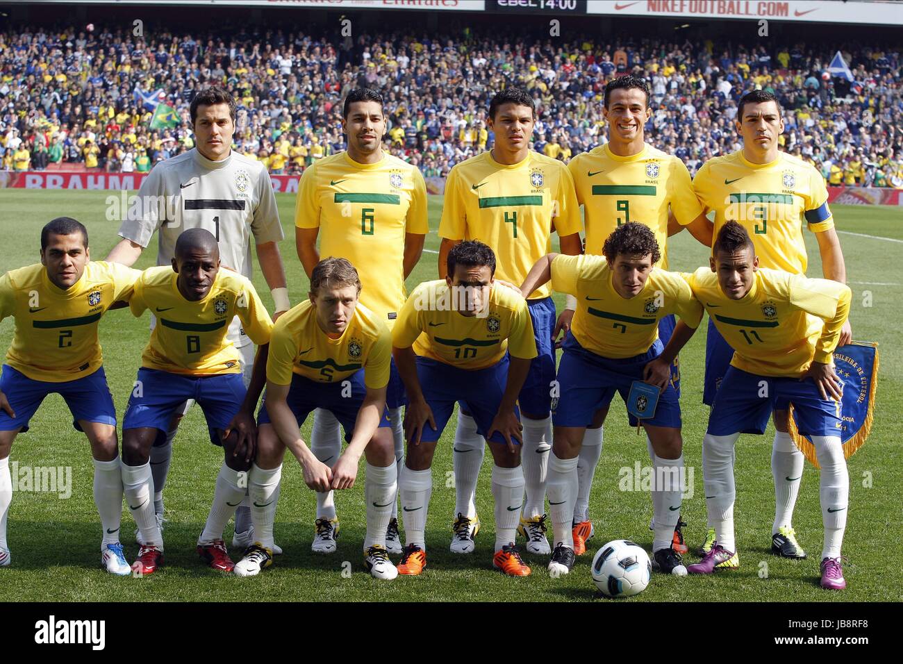 Brasile calcio brasiliano brasiliano DEL TEAM FOOTBALL TEAM Emirates Stadium Londra Inghilterra 27 Marzo 2011 Foto Stock