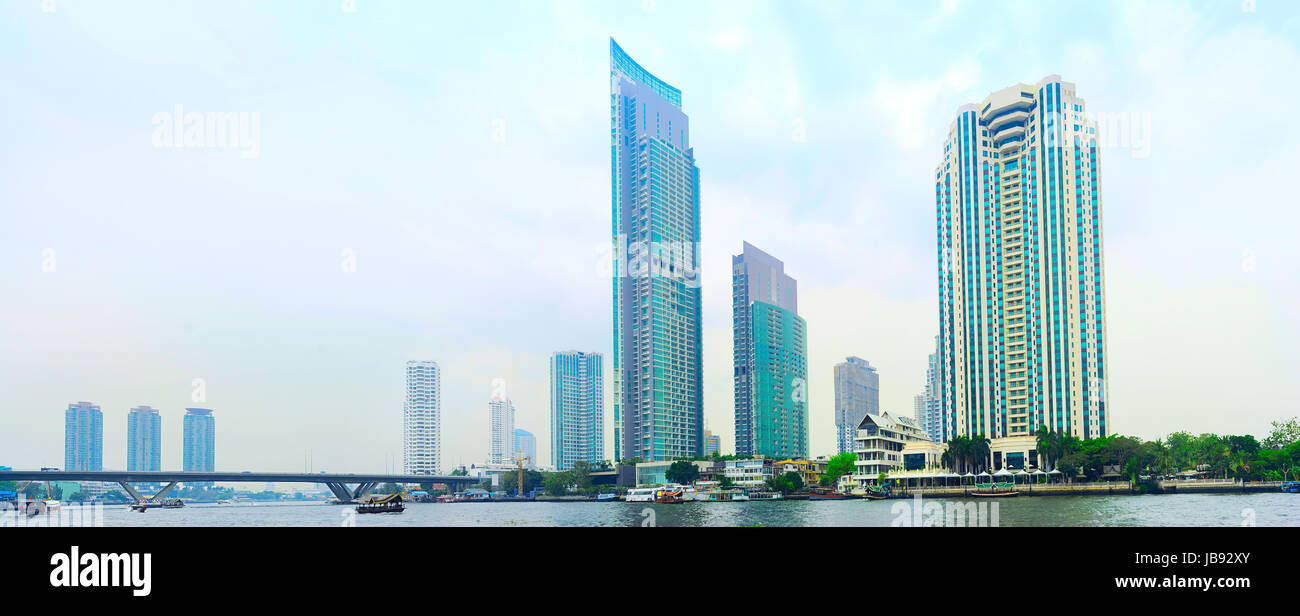 Vista panoramica della città di Bangkok downtown, Thailandia Foto Stock