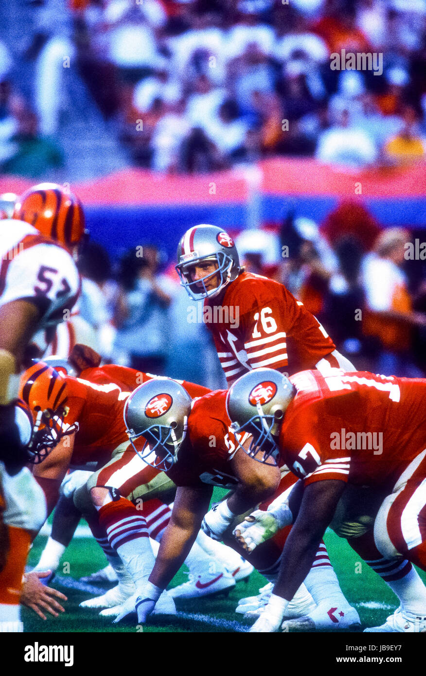 Joe Montana San Francisco 49ers quarterback al 1989 Super Bowl Foto Stock