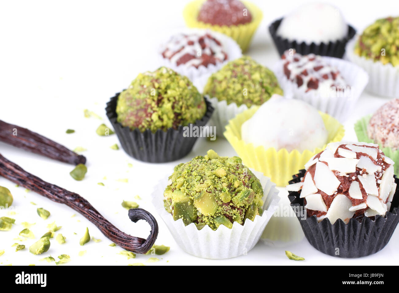 Praline,tartufi di cioccolato Foto Stock