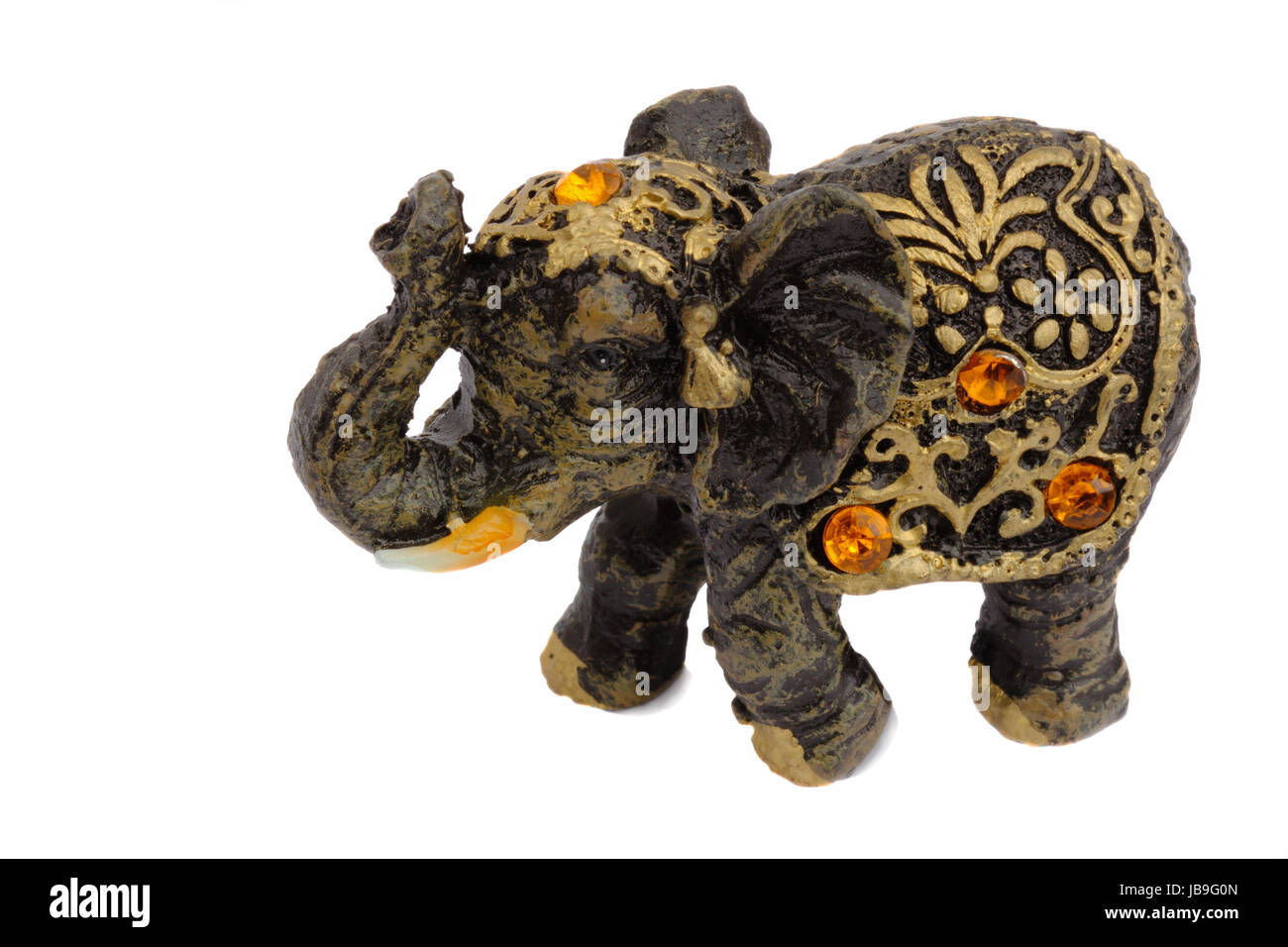 Graziosi souvenir - una figurina di un baby elephant, decorato con ambra. Foto Stock