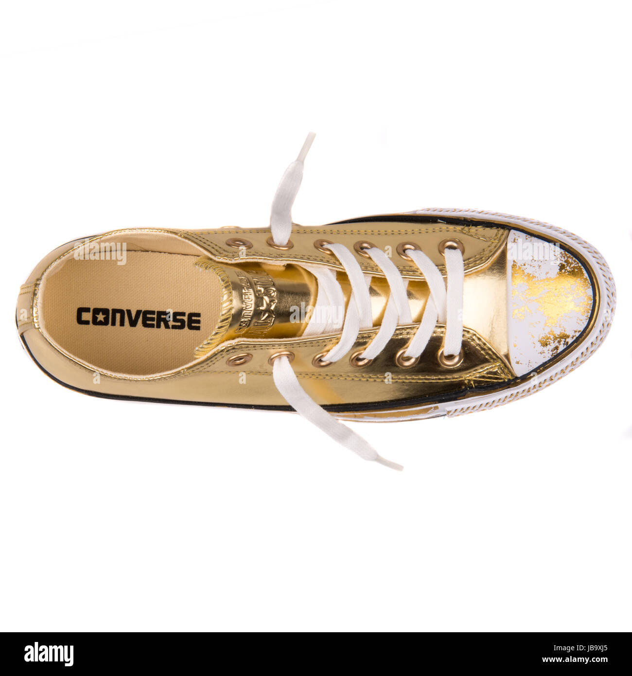 Converse Chuck Taylor All Star al cromo Pelle Oro e Bianco OX Scarpe donna  - 549653C Foto stock - Alamy