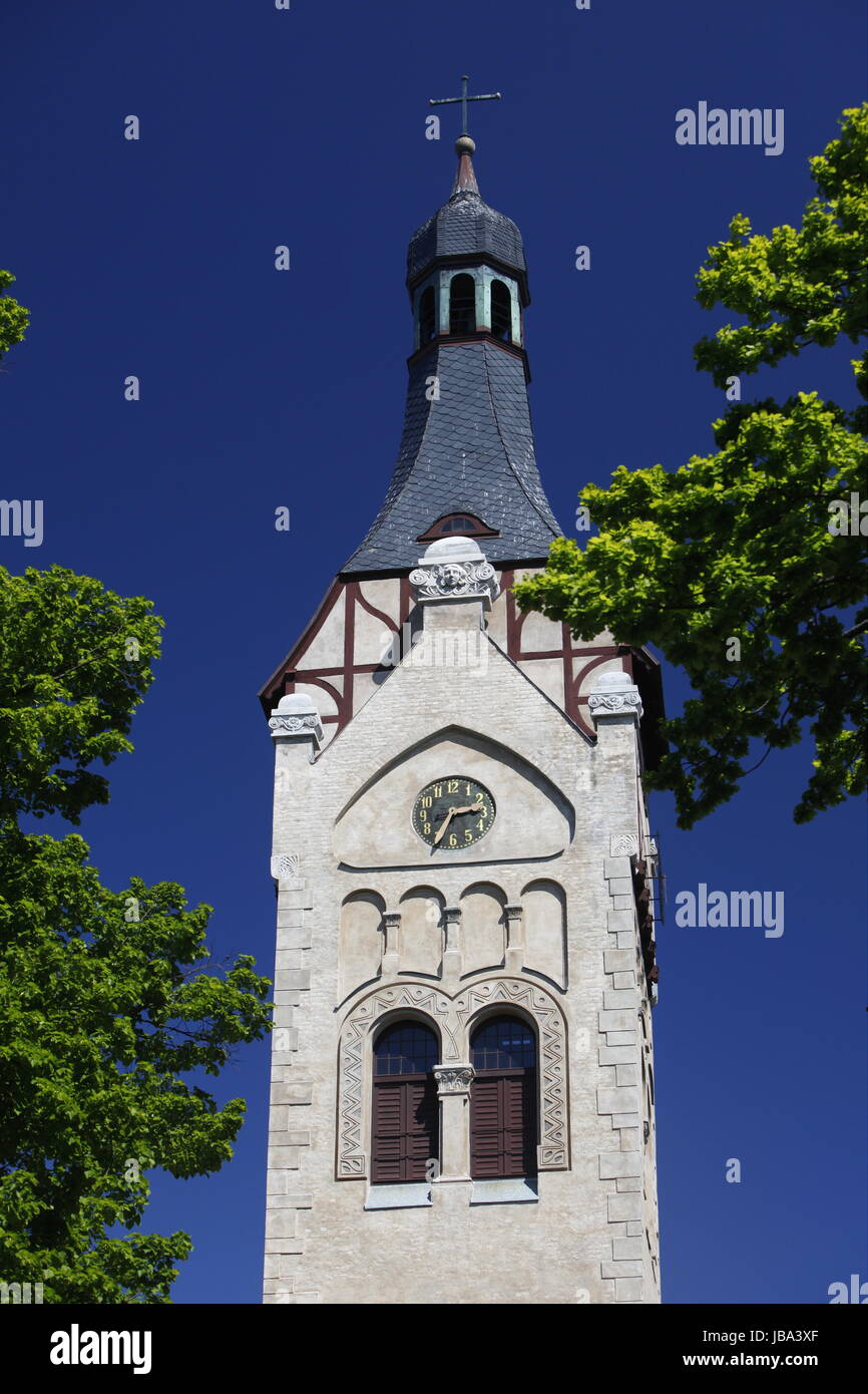 Der Kirchturm der Johanniskirche in der Altstadt in Riga, Lettland Foto Stock