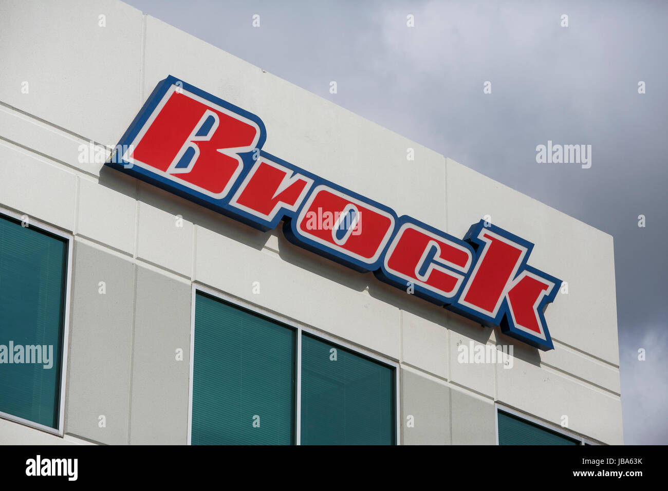 Un segno del logo al di fuori di una struttura occupata dal gruppo Brock a Houston, Texas, il 28 maggio 2017. Foto Stock