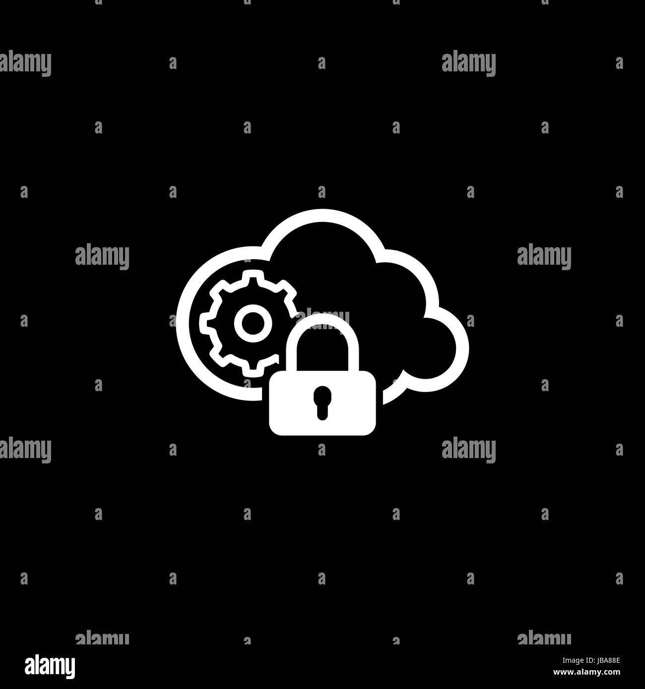 Fissato il Cloud Icona di elaborazione. Design piatto. Illustrazione isolato. Illustrazione Vettoriale