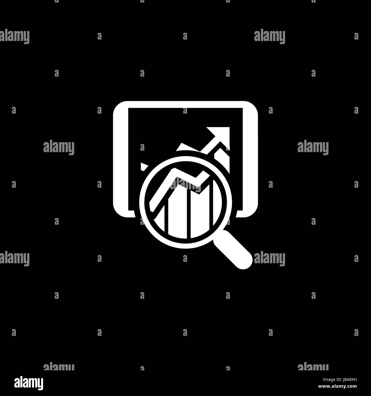 Statistiche di vendita e la relativa icona. Design piatto. Il concetto di business. Illustrazione isolato. Illustrazione Vettoriale