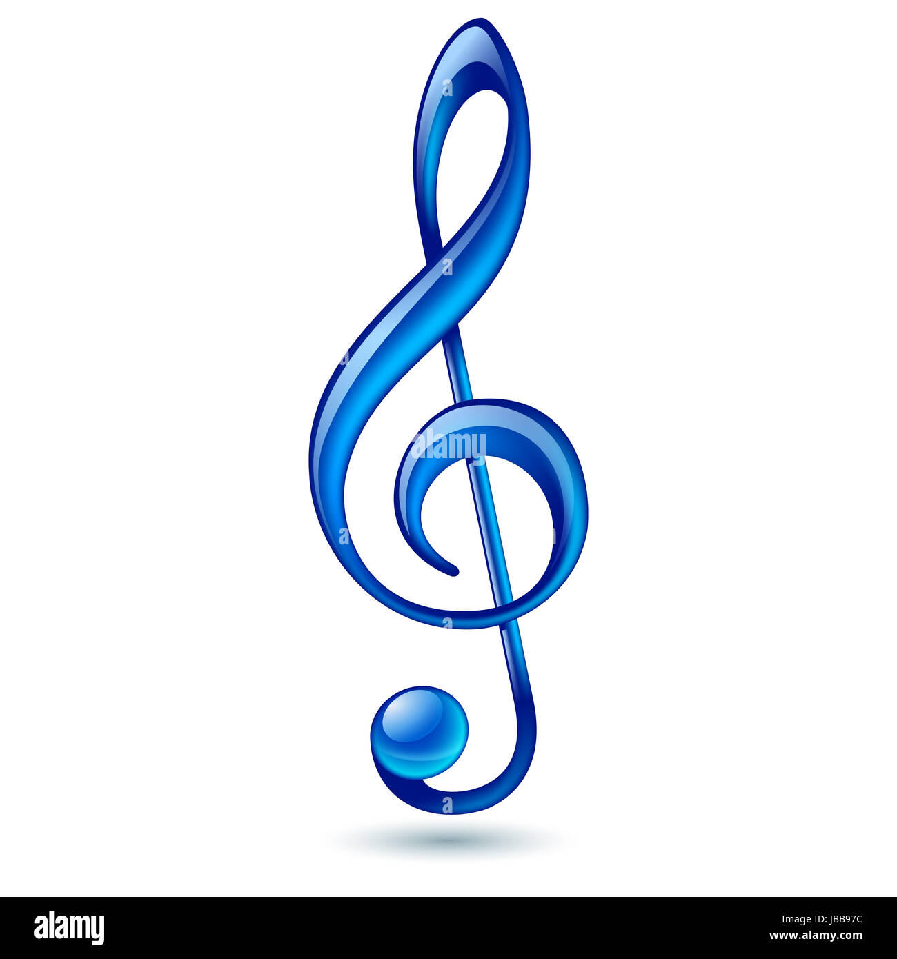 Blu brillante chiave di violino su sfondo bianco Foto stock - Alamy