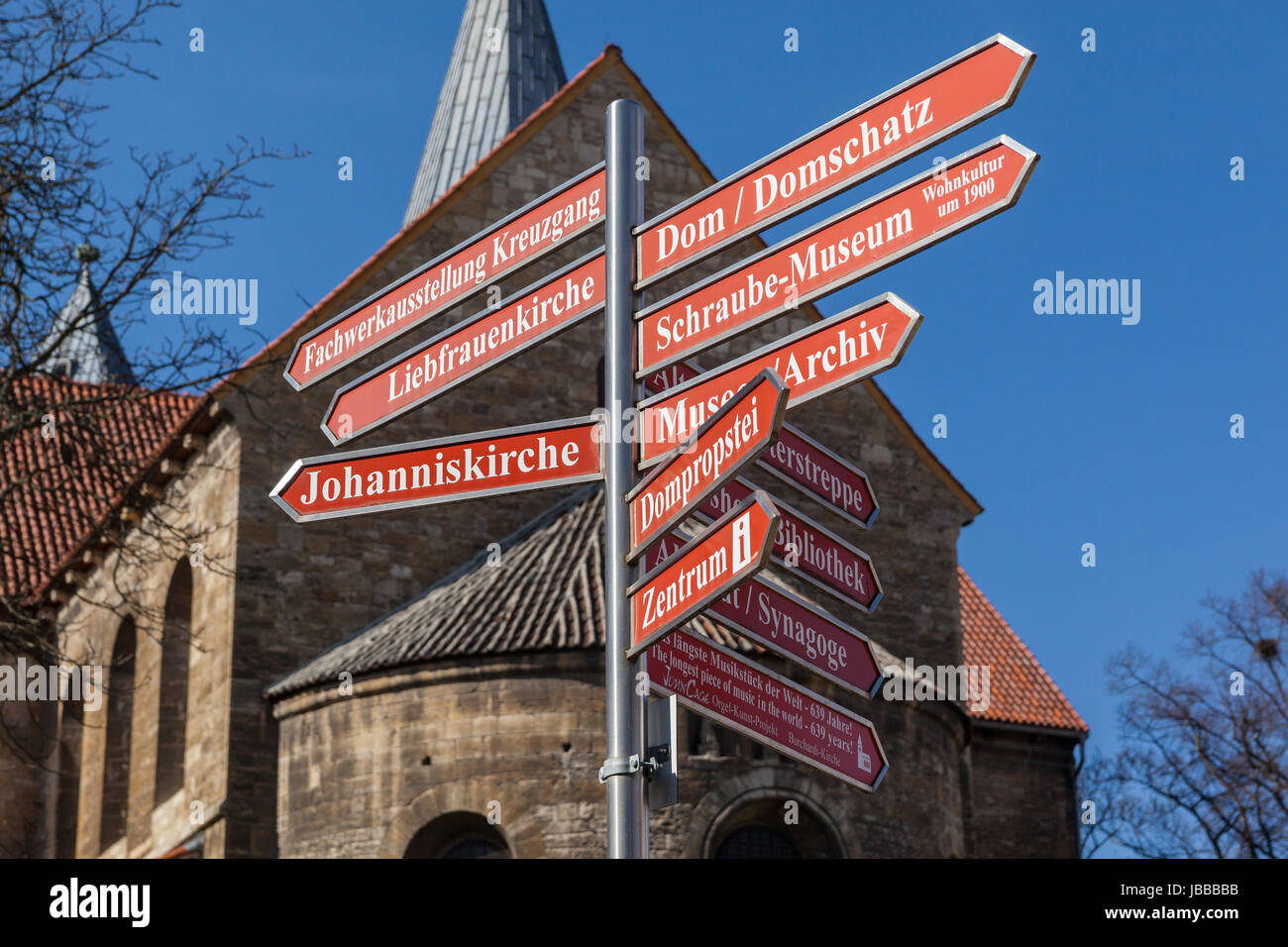 Touristisches Leitsystem a Halberstadt Foto Stock