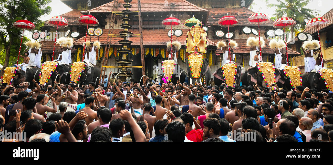 Immagini Stock induismo in Kerala - Thrissur pooram, Thrissur, Kerala, India Foto Stock