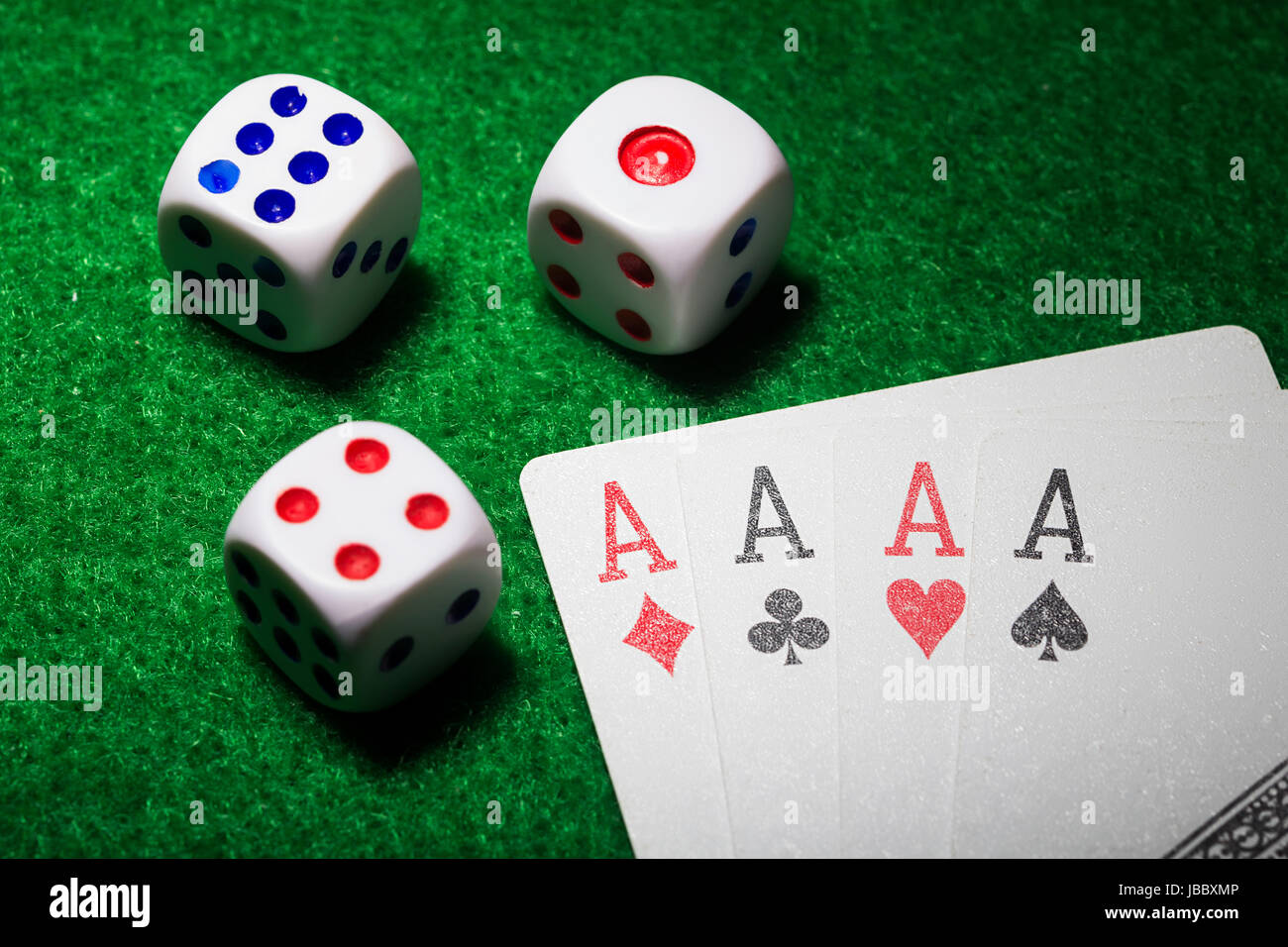 Casinò Poker Card con gioco di dadi Gamble nessuno Ace Poker Foto Stock