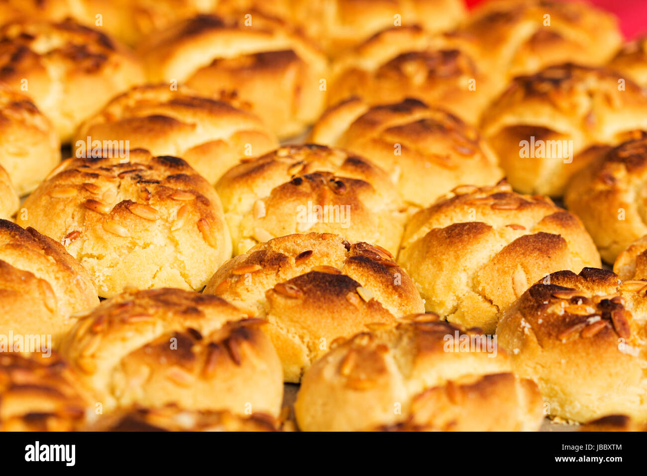Close-up deliziosi biscotti da forno pronto a visualizzare nessuno Foto Stock