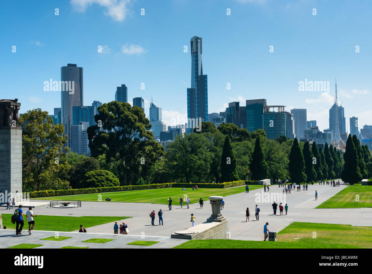 Skyline della città visto dal Santuario di ricordo, Melbourne, Victoria, Australia Foto Stock