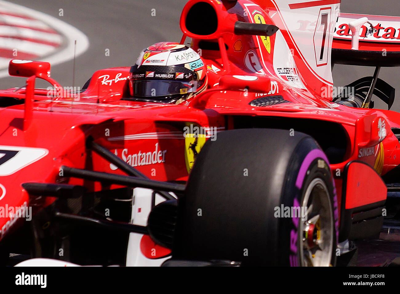 Montreal, Canada. Decimo Giugno, 2017. Driver di Formula Uno Riki Raikkonen durante una prova di qualificazione al Montreal Grand Prix. Credito: Mario Beauregard/Alamy Live News Foto Stock