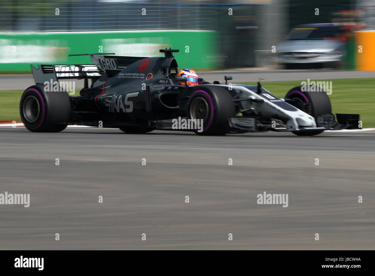Montreal, Canada. Decimo Giugno, 2017. Driver di Formula Uno Romain Grosjean durante un qualifing lap al Montreal Grand Prix. Credito: Mario Beauregard/Alamy Live News Foto Stock