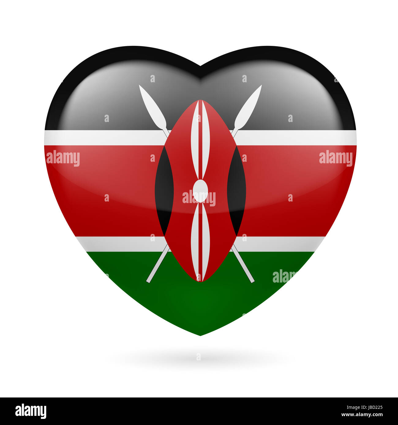 Cuore con bandiera Keniota di colori. Io amo il Kenya Foto Stock