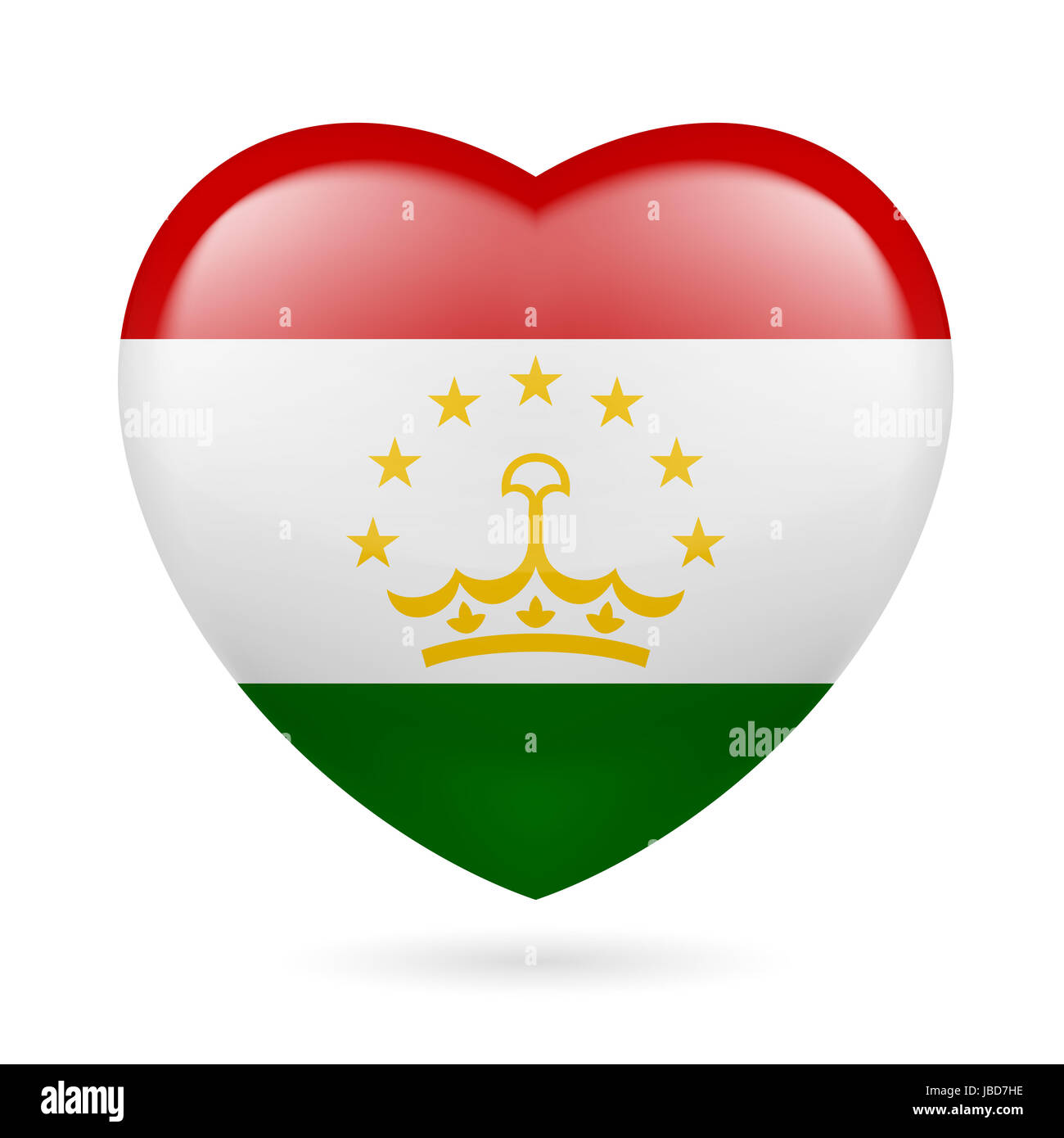Cuore con bandiera tagika colori. Io amo il Tagikistan Foto Stock