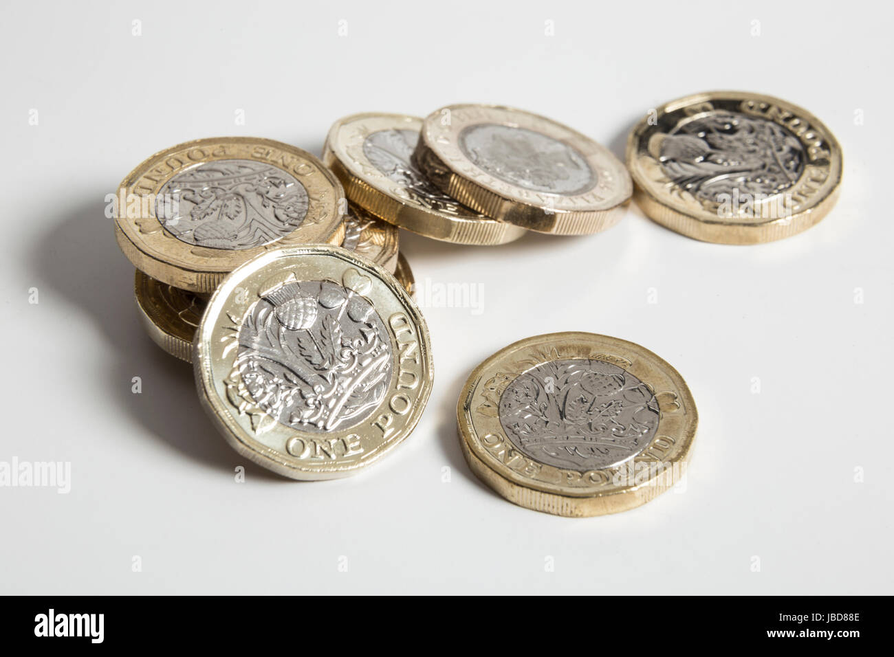 Nuovo REGNO UNITO British Pound monete - disposizione casuale Foto Stock