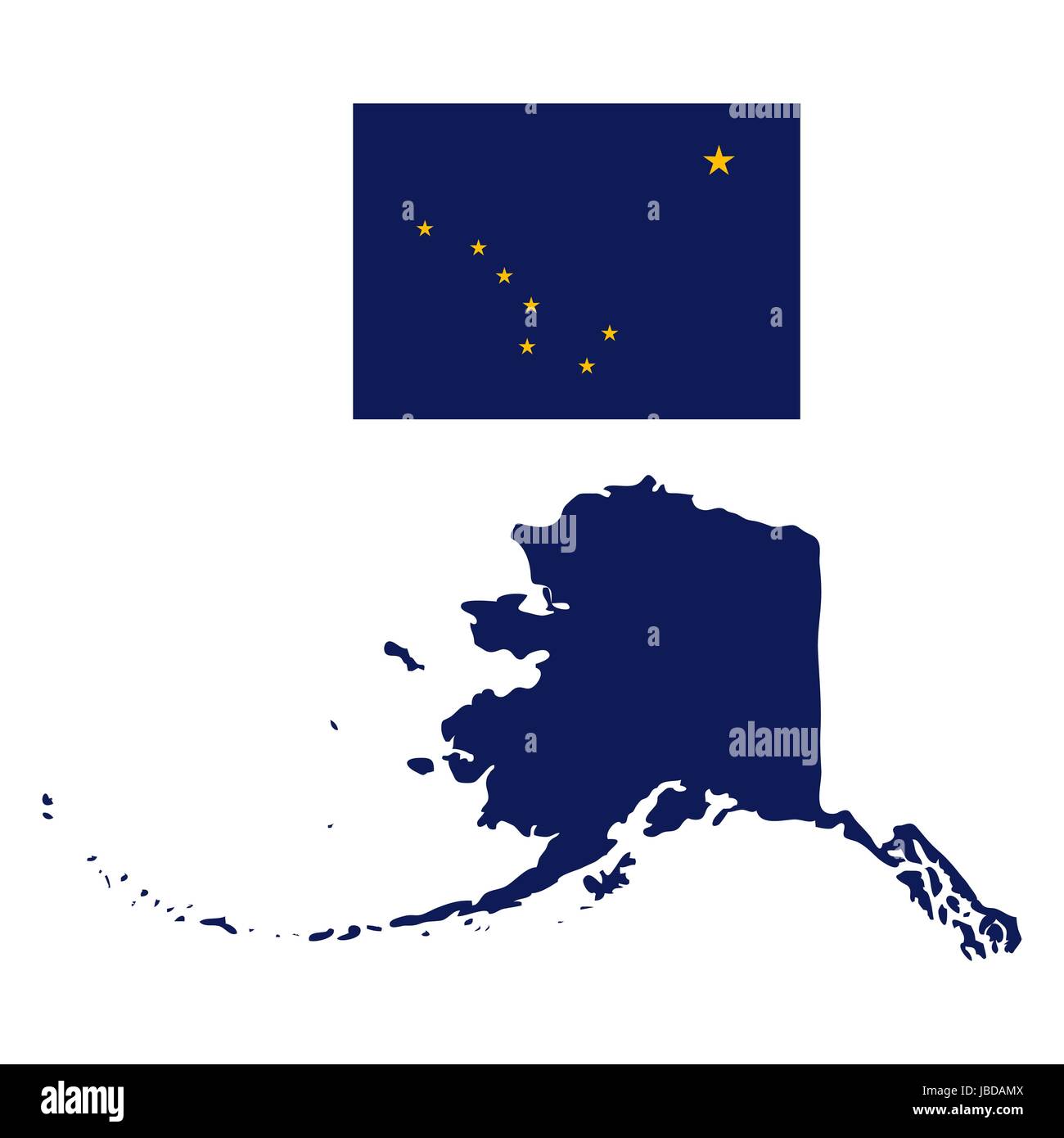 Alaska bandiera e la mappa di stato Illustrazione Vettoriale