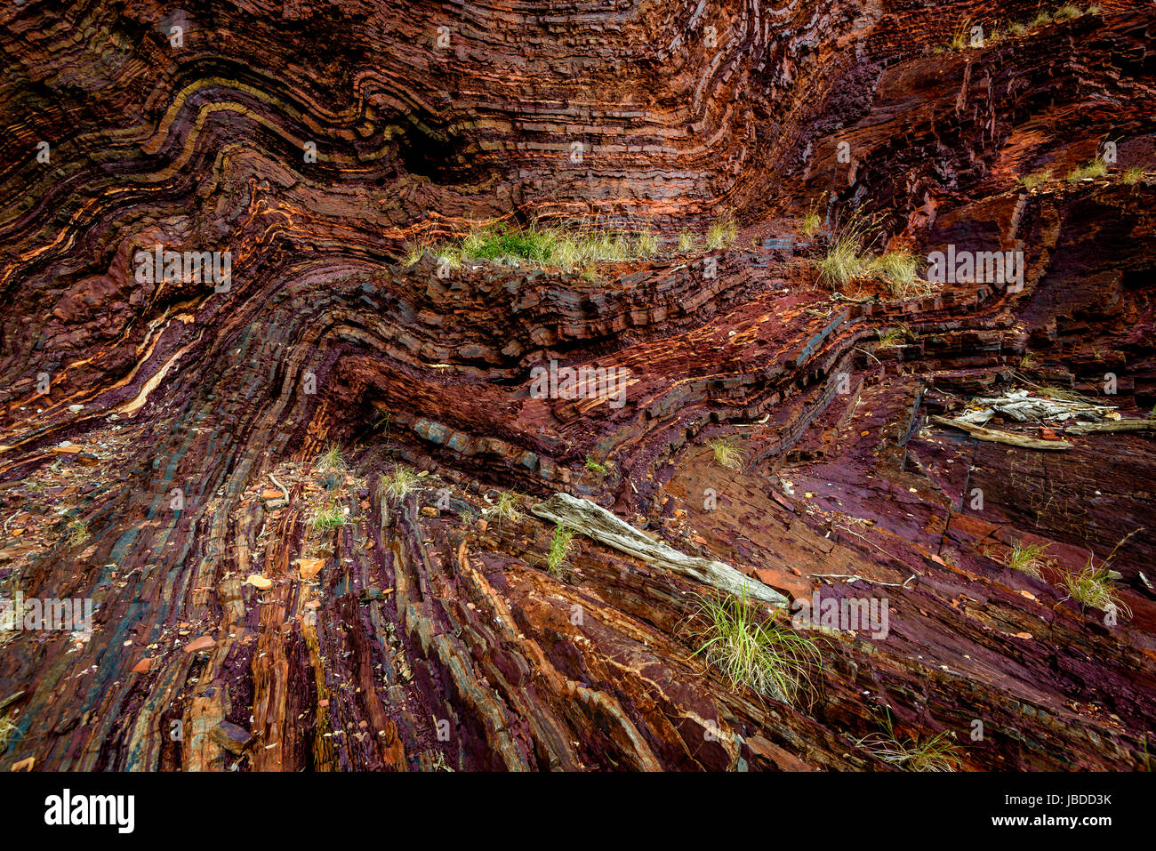 Pareti di Hamersley Gorge nel Karijini, Australia occidentale Foto Stock