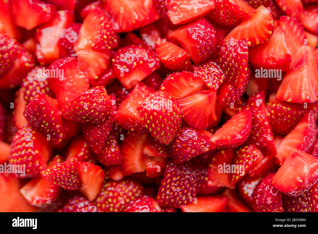 Telaio di completa chiusura del taglio fresco fragole. Foto Stock