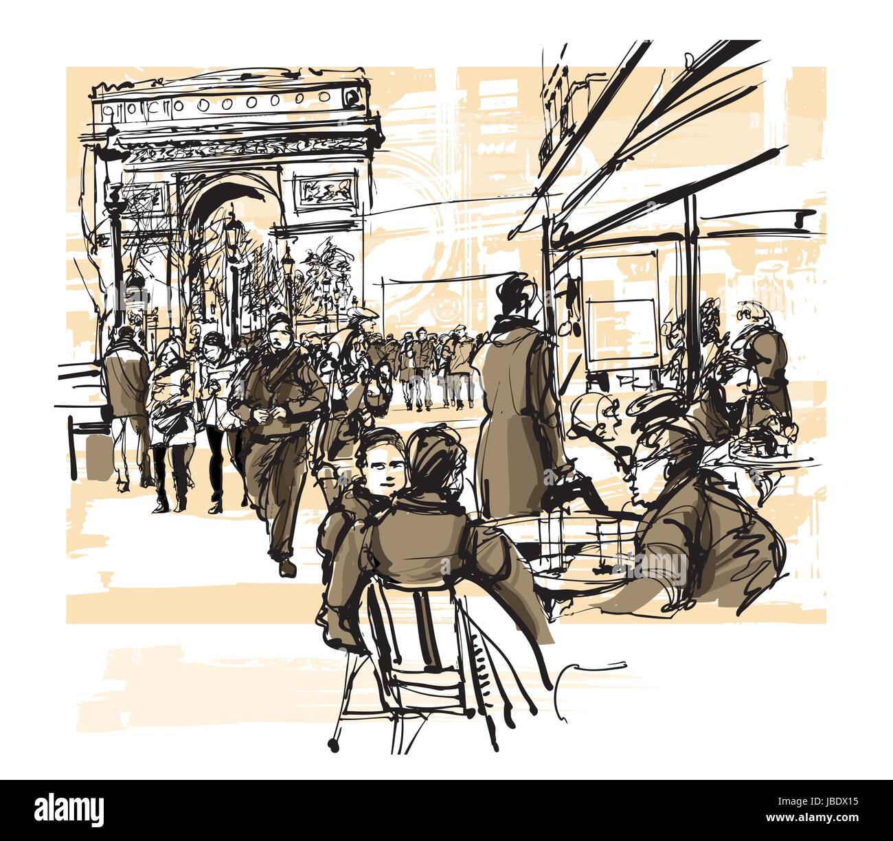 Parigi - avenue des champs-elysees - illustrazione vettoriale Illustrazione Vettoriale