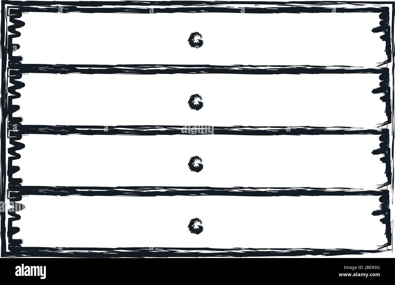 Monocromatico silhouette offuscata della tavola di legno con tavole orizzontali Illustrazione Vettoriale