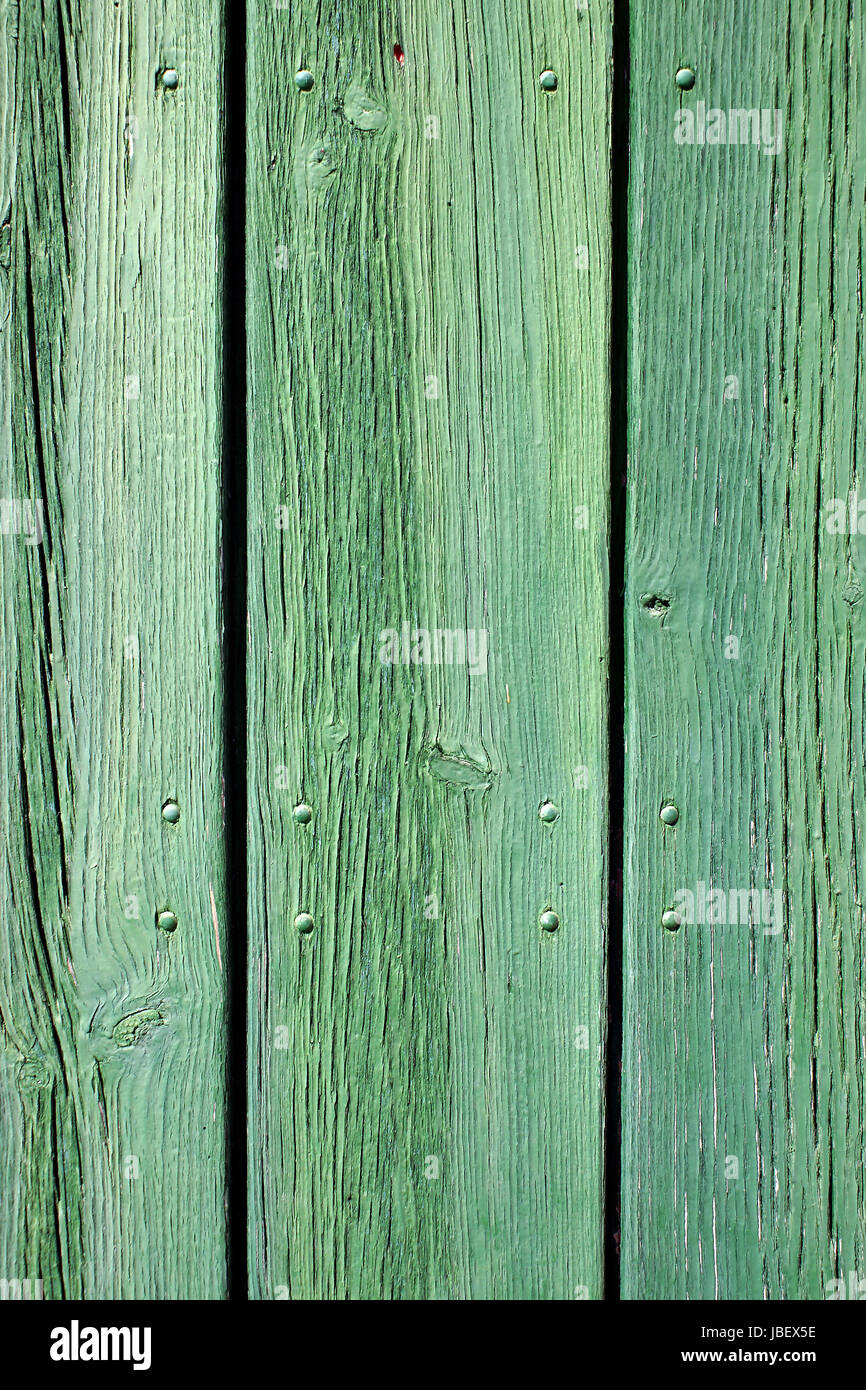 Textur von Alten, rissigen grünen Holzlatten Foto Stock
