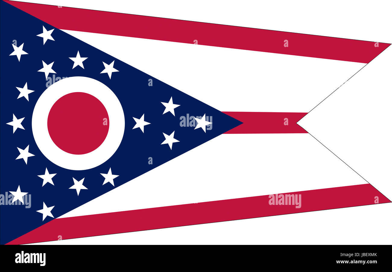 Illustrazione della bandiera di Ohio State in America con lo stato scritto sulla bandiera. Foto Stock