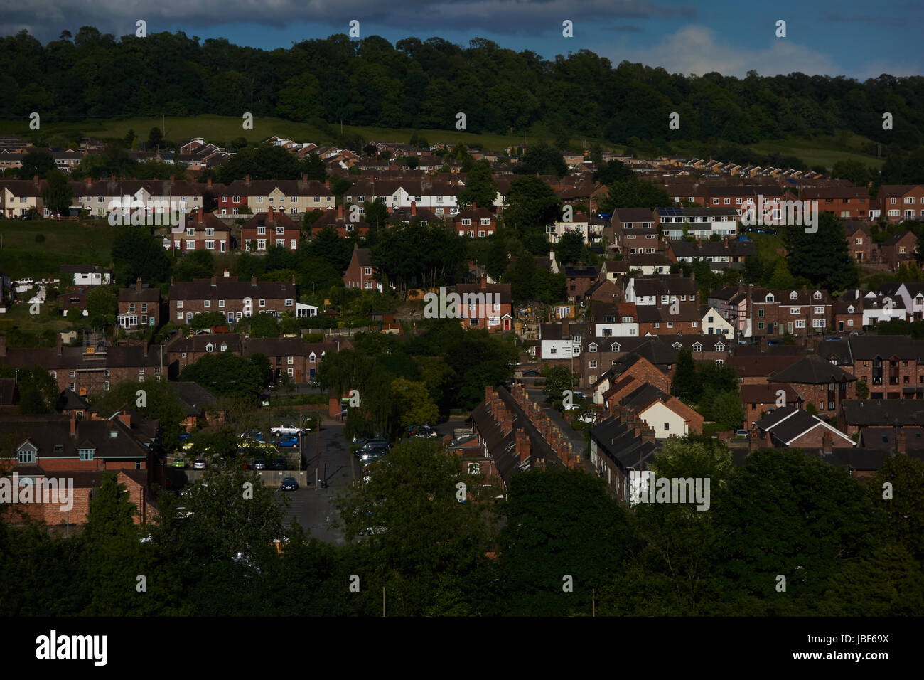 Vista dal castello passerella. Bridgenorth. Shropshire. Regno Unito Foto Stock