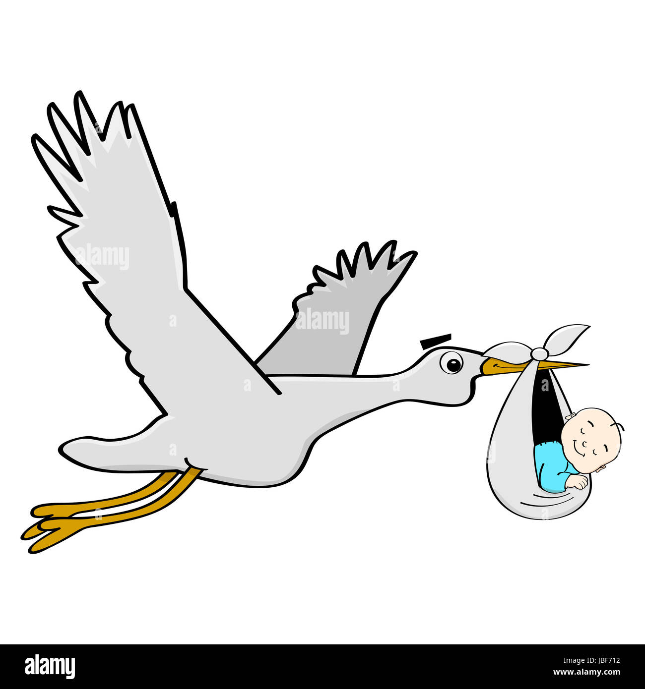 Cartoon illustrazione che mostra una cicogna che porta un bambino Foto  stock - Alamy