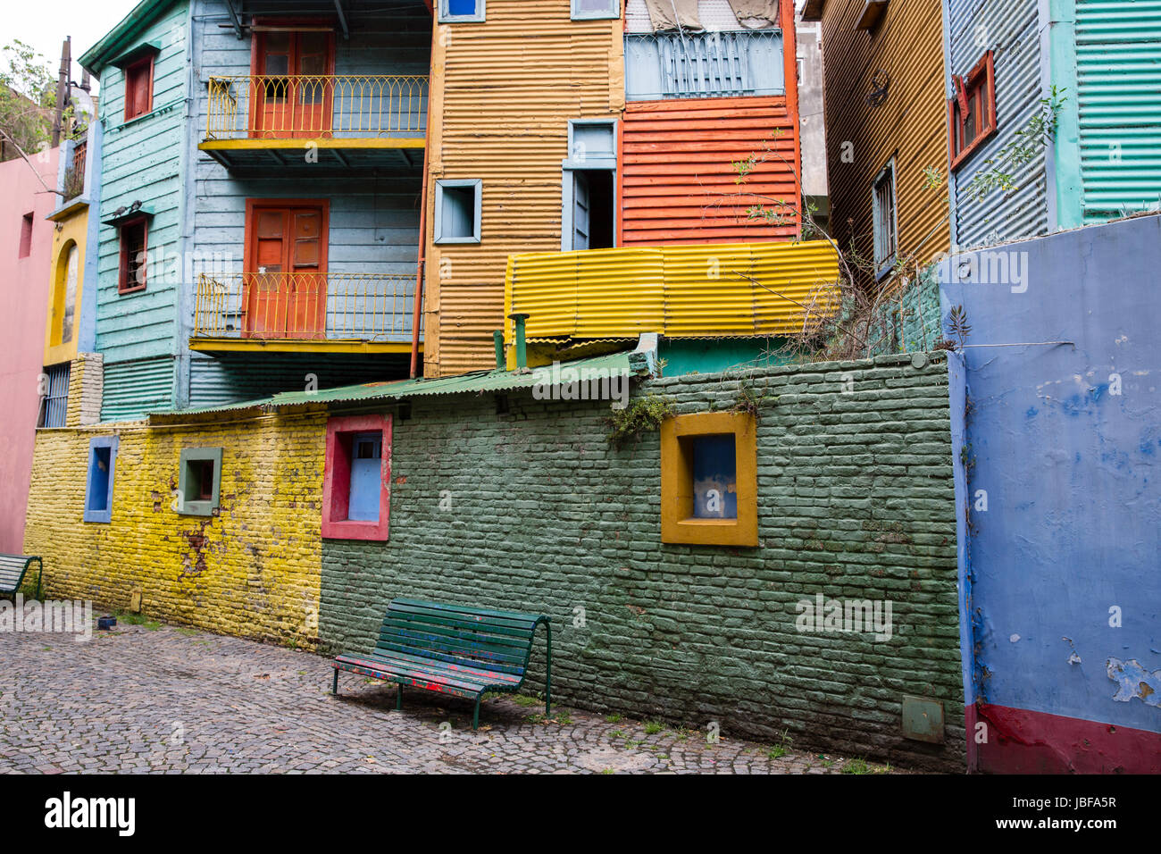 La Boca di case colorate a Buenos Aires, Argentina Foto Stock