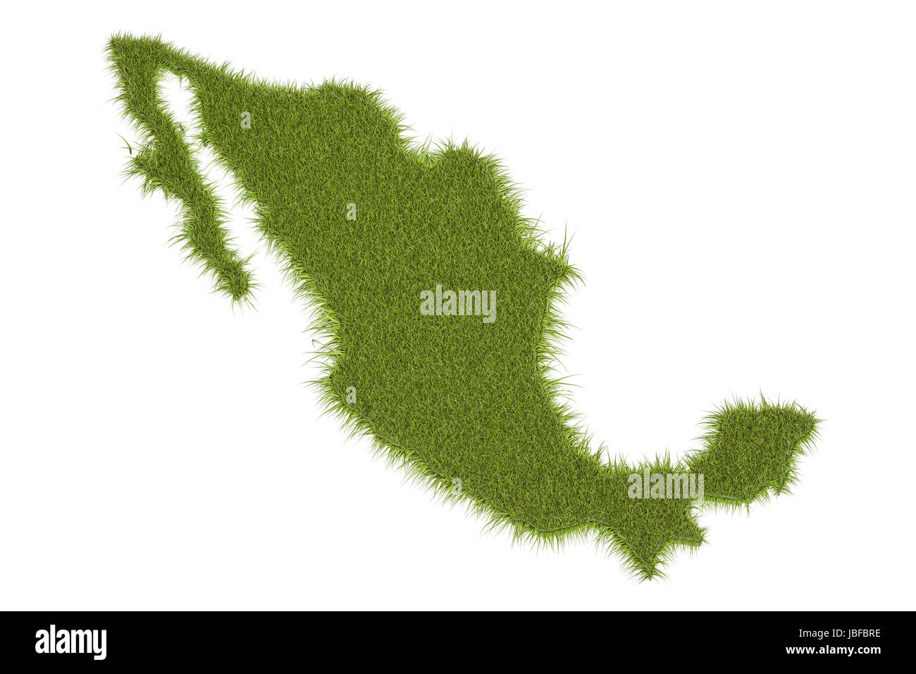 Mappa messicana dal verde erba, 3D rendering isolati su sfondo bianco Foto Stock
