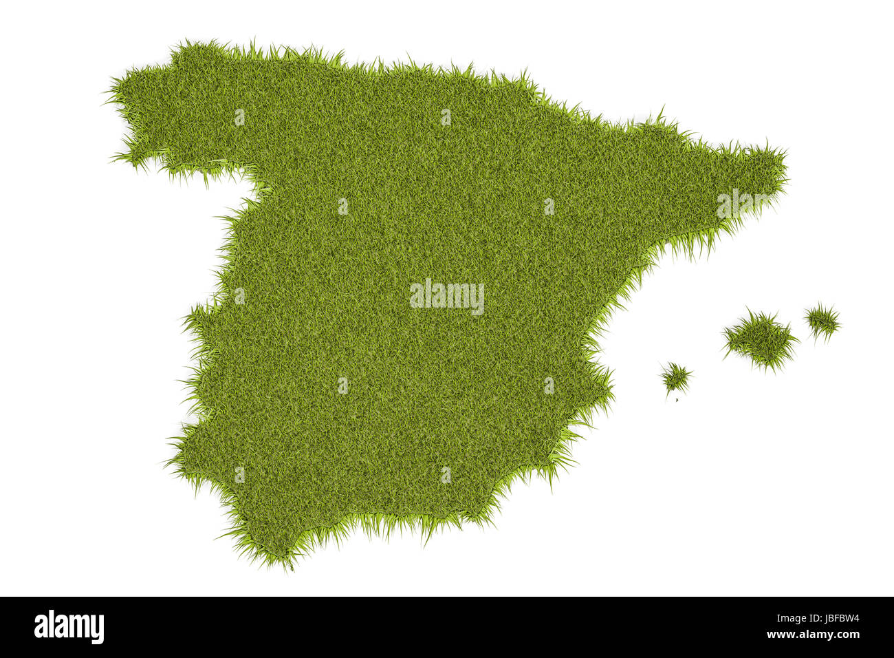 Mappa di spagnolo da verde erba, 3D rendering isolati su sfondo bianco Foto Stock