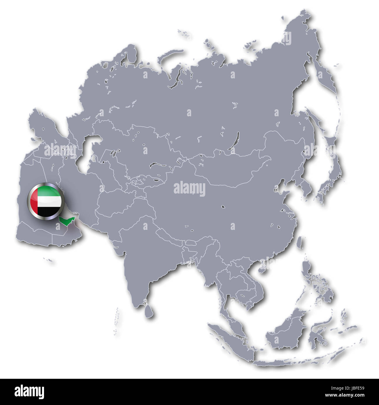 Asia Mappa di Emirati arabi uniti Foto Stock
