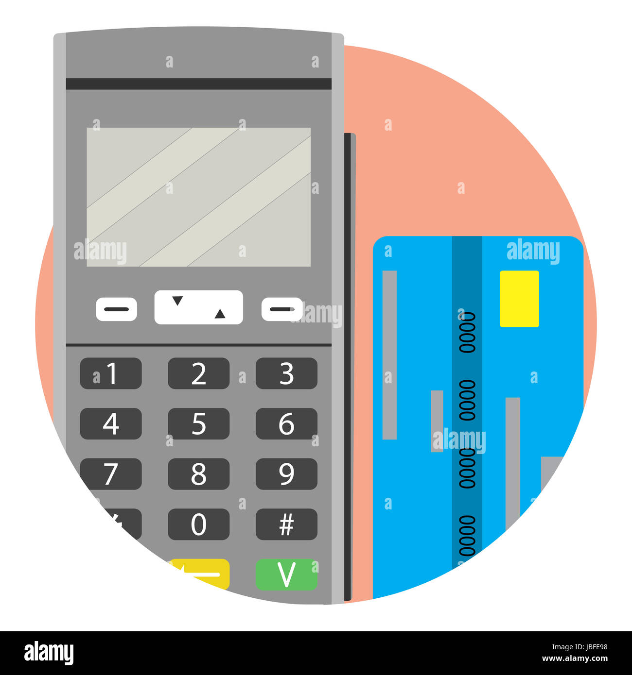 Moderno metodo di pagamento carta di credito icona app. Vettore paga finanziario, illustrazione di transazione carta di credito ed il terminale Foto Stock