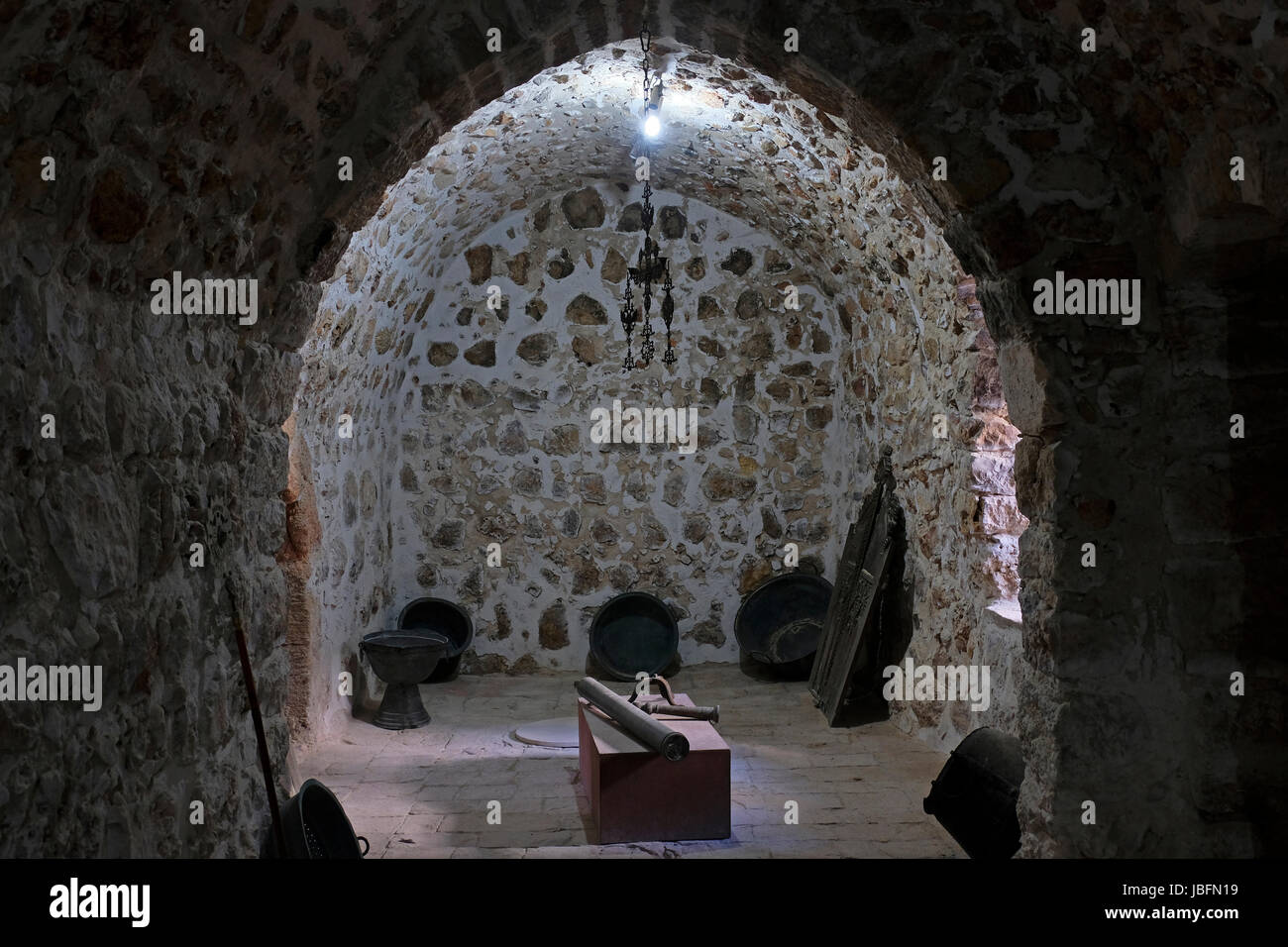 Il museo all'interno del Monastero Ortodosso Orientale della Croce costruito nel 11 ° secolo, situato nella Valle della Croce a Gerusalemme Ovest Israele Foto Stock