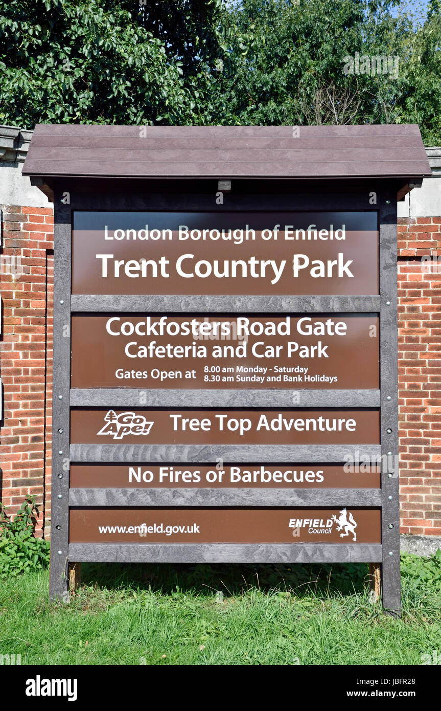 Trento Country Park information board, London Borough of Enfield, Inghilterra Gran Bretagna REGNO UNITO Foto Stock