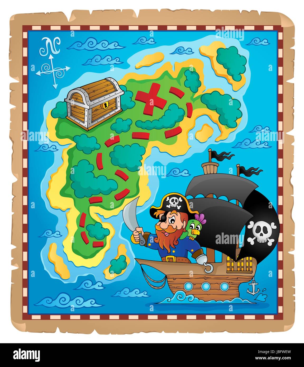 Pirate tema mappa immagine 1 - foto illustrazione. Foto Stock